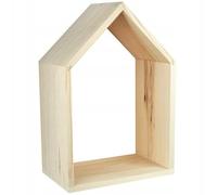Wooden World - Estante de Madera Liso para Colgar en la Pared Forma de casa Madera de Pino - pequeño