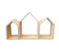 Wooden World - Estantes de Madera Estante Liso Colgante de Pared con Forma de casa Madera de Pino