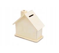 Wooden World - Hucha de Madera con Forma de Casa: Ahorra Dinero con Nuestro Contenedor de Monedas - Ideal para Manualidades DIY - 10,5 x 11 x 6 cm