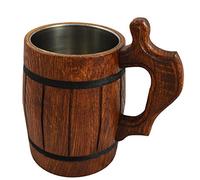 Wooden World - Jarra de cerveza de madera de roble Taza grande muy sólida 500 ml / 0,5 l /M10