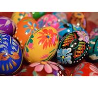 Wooden World - Juego de 10 huevos de Pascua de madera pintados a mano para decoración de Pascua