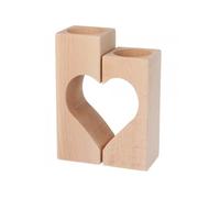 Wooden World - Par de candelabros de madera en forma de corazón - Portavelas en forma de corazón