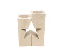 Wooden World - Par de candelabros de Madera Que Forman Forma de Estrella - Portavelas de té en Forma de Estrella