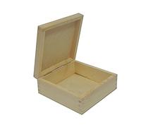 Wooden World - Pequeña caja de madera en bruto para decoupage, pirograbado y manualidades 10 x 10 x 5 cm