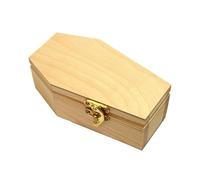 Wooden World - Pequeño Ataúd de Madera de 15 cm - Decoración para Halloween, Caja Gótica para Dulces, Ataúd para Decoupage y Manualidades, Mini Ataúd para Joyería o Mascotas
