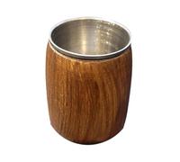Wooden World - Vaso de chupito de alcohol de madera de primera calidad con inserto de metal - marron oscuro