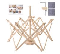 Wooden Yarn Winder, Umbrella-Style Holder, Smooth Tool, Brown, Tangle-Free Ball Maker, Adjustable Clamp Base, Natural Wood, Handcrafted, for Knitting Crochet Craft Projects Home Studio