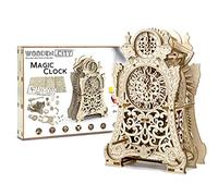 Woodencity- Reloj mágico Kits de construcción en Madera, Color marrón (Wooden.City 149)
