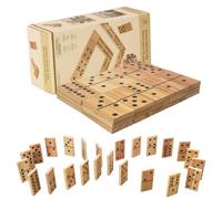 WOODENFUN 28 piezas grandes dominó juguetes de aprendizaje dominó para niños adultos Montessori juguetes para niños juego de mesa de madera