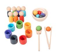 WOODENFUN 7 colores arco iris bolas y taza Montessori niños madera juguete clasificación de color madera muñeca juguete 3 años+