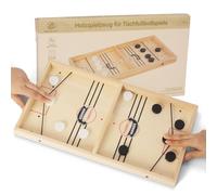 WOODENFUN Juego de discos rápidos de 16 pulgadas, mesa de fútbol de hockey de madera, juego de interacción entre padres e hijos, juguetes familiares para adultos y niños