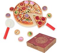 WOODENFUN Juego de pizzas de madera para cocina de juegos, tienda de compra, juego de rol educativo para niños ab3J