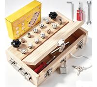 Wooderma Montessori Juguetes a partir de 3 4 5 años y maletín de | Sensorik Juguete de motricidad de madera, destornillador con llave y cerradura, regalo para niñas y niños