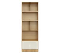 WooDerson Librería con 2 puertas, estantería independiente de 5 niveles, estantería rectangular abierta, armario de almacenamiento, armario de vitrina, estantería de almacenamiento para salón