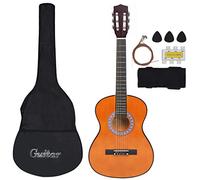 WooDlan Set de Guitarra clásica niños Principiantes 8 pzas Azul 3/4 36",Color Madera Oscura