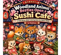 Woodland Animal Besties Open a Sushi Cafe: A Cozy Stress Relief Coloring Book for Kids and Adults