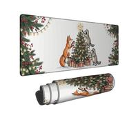 Woodland Animal Winter Scene Foxes - Alfombrilla de ratón grande (40,6 x | Alfombrilla de escritorio con diseño de animales del bosque, abetos de invierno, cajas de regalo, decoración del hogar de