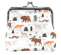 Woodland Animals - Soporte para cartera de piel beige para mujer, hebilla de beso, cambio de dinero, para niñas, Woodland Animals Beige, UNITALLA, Classic, Woodland Animals Beige, UNITALLA, Classic