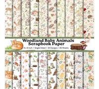 Woodland Baby Animals Scrapbook Paper 8x8 - Forest Animal & Floral Designs (40 Sheets), Single-Sided Decorative Paper for Scrapbooking, Card Making, Baby Journals & DIY Crafts