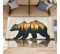 Woodland Bear - Alfombra de cocina antideslizante para pasillo, 80 x 150 cm, diseño de oso de caza, animales salvajes, para dormitorio, pasillo, entrada, pasillo