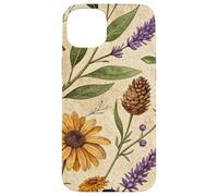 Woodland Botanical Pines and Petals Rustic Pattern Carcasa para iPhone 15 Plus