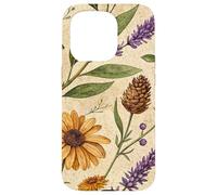 Woodland Botanical Pines and Petals Rustic Pattern Carcasa para iPhone 15 Pro