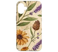 Woodland Botanical Pines and Petals Rustic Pattern Carcasa para iPhone 16 Plus