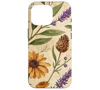 Woodland Botanical Pines and Petals Rustic Pattern Carcasa para iPhone 16 Pro