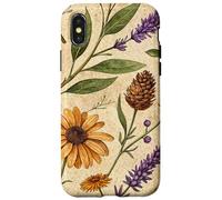 Woodland Botanical Pines and Petals Rustic Pattern Carcasa para iPhone X/XS