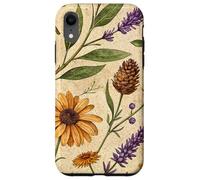 Woodland Botanical Pines and Petals Rustic Pattern Carcasa para iPhone XR