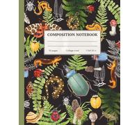 Woodland Creatures Composition Notebook: 7.5” x 9.25” - 112 pages: College-ruled | Forest Bugs, Salamanders & Ferns Cover Design (DARK)