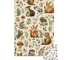 Woodland Creatures Fabric Panel Puzzle Imposible,desafío for Adults Entretenimiento Creativo 1000 Piezas Obra De Arte De Juego De para Adultos Y Niños A Partir De 12 Años 38x26cm/1000pcs