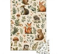 Woodland Creatures Fabric Panel Puzzle Imposible,desafío para Adultos Entretenimiento Creativo 1000 Piezas Obra De Arte De Juego De para Adultos Y Niños 70x50cm/1000pcs