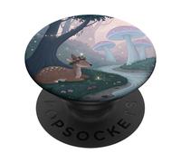 Woodland Deer and Setas Cottagecore Dreamscape PopSockets PopGrip Adhesivo