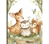 Woodland Friends Watercolor Notebook - Cute Baby Animal Writing Journal for Kids | 7.5 x 9.25 Wide Ruled | 120 Pages