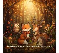 Woodland Kawaii Coloring Book for Adults: Cozy Autumn Forest Animals - Fox, Owl, Deer and Friends in Hygge Nature Scenes with Cute Accessories and Seasonal Details