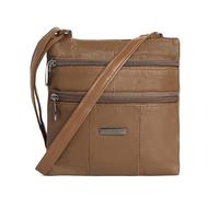 Woodland Leathers Lorenz - Bolso cruzado pequeño de piel suave auténtica para mujer, Bronceado (18 x 18 cm), Small