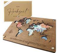 Woodland Mail Regalo de dinero, boda, regalos de boda para parejas de novios, embalaje con tarjeta de boda (mapa del mundo)