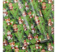 Woodland - Rollo de papel de regalo de Navidad, 43 x 300 cm, animales | Adorables animales del bosque en rollo verde de 17x118in / 43 x 300 cm. Perfecto para envolver regalos de Navidad amantes de