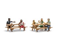 Woodland Scenics Outdoor Dining (5 Figures & 2 Picnic Tables) HO Scale