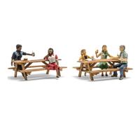 Woodland Scenics Outdoor Dining (5 Figures & 2 Picnic Tables) HO Scale