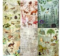 Woodland Theme - Papel de arroz de morera, 20,5 x 26,5 cm - 6 imágenes diferentes de papel de morera impreso, fibras visibles de 30 g/m² para manualidades de decoupage
