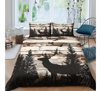 Woodland Wildlife Art Funda de Edredón Microfibra Suave 3 Piezas Estampado 3D Woodland Wildlife Arte Funda Edredon con Fundas de Almohada Antialérgica Transpirable for niños y niñas King（220x240cm）