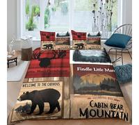 Woodland wildlife Funda de Edredón de poliéster Juego de 3 Piezas Diseño 3D con Cremallera Woodland wildlife Funda Edredon incluye Fundas de Almohada Transpirable for familia Double（200x200cm）