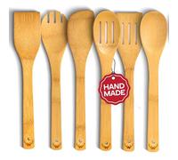 WOODLANDS USA Juego de 6 cucharas de madera para cocinar, juego de utensilios de madera de alta calidad para uso diario. Juego de utensilios de cocina versátiles seguros para sartenes antiadherentes
