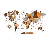 WoodLeo Mapa del mundo de madera 3D Art Decoración de Pared Grande - Talla (M, L, XL) Idea de Regalo para Cualquier Ocasión - Arte de Pared para Casa, Cocina u Oficina