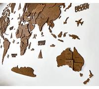 WoodLeo Mapa del mundo de madera 3D Art Decoración de Pared Grande - Talla (M, L, XL) Idea de Regalo para Cualquier Ocasión - Arte de Pared para Casa, Cocina u Oficina