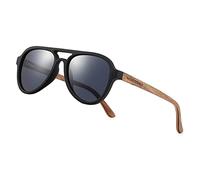 WOODONLY Gafas de Sol de Aviador de Madera Polarizadas - Gafas de Sol de Piloto de Estilo Moderno para Hombres y Mujeres Regalos Perfectos (Negro,nogal)