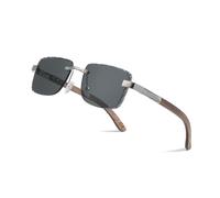 WOODONLY Gafas de sol de madera sin montura - Gafas de sol de moda con montura de metal y funda de bambú para hombre y mujer Regalos perfectos, nogal