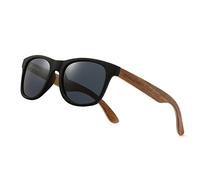 WOODONLY Gafas de Sol Polarizadas de Madera de Moda - Gafas Rectangulares de Estilo Retro para Hombres y Mujeres Regalos Perfectos (Nogal,negro)